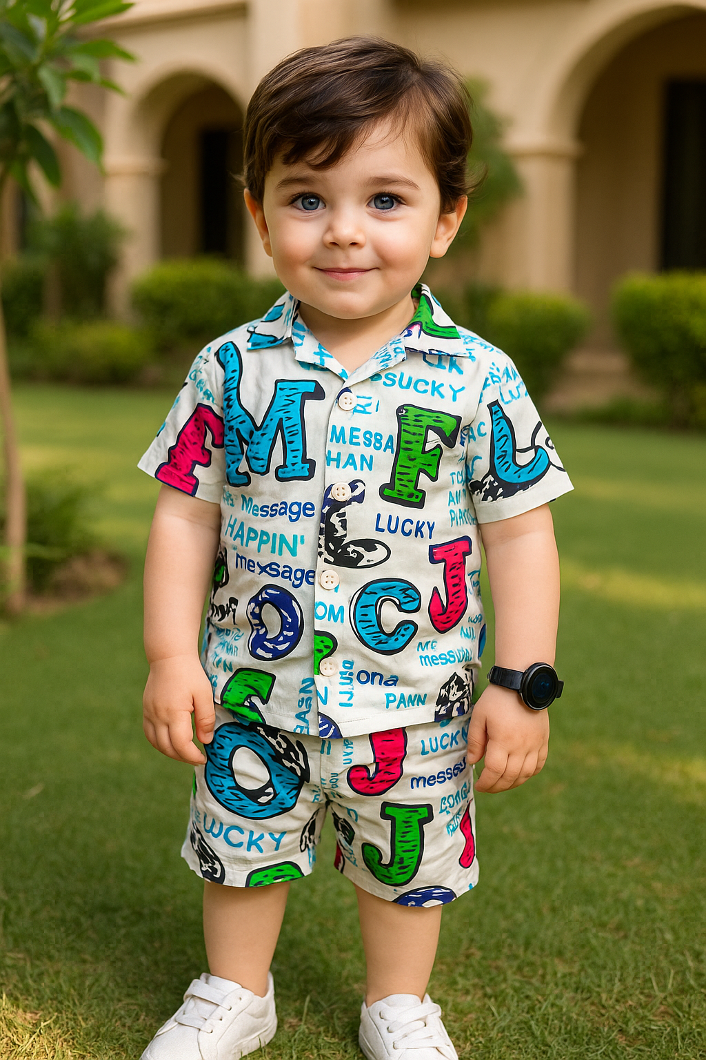 Premium Quality Baby Boy/Girl Co-ord Suit - White Alphabet
